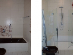 Trasformazione vasca in doccia prima e dopo il lavoro