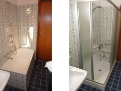 Trasformazione vasca in doccia prima e dopo il lavoro