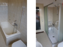 Trasformazione vasca in doccia prima e dopo il lavoro