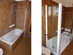 Trasformazione vasca in doccia prima e dopo il lavoro